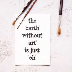 Carte postale; Typographie - La terre sans art