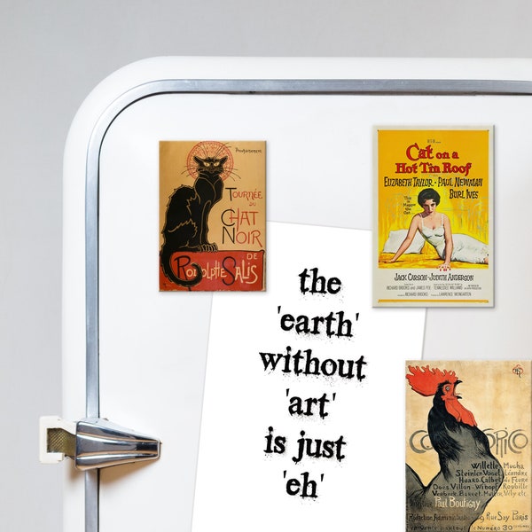 Set of 3 magnets; Old posters - Cat on a Hot Tin Roof, Théophile Alexandre Steinlen - Cocorico, Le Chat Noir