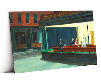 Nighthawks - Edward Hopper - magneet 12 x 7 cm / beeldende kunst