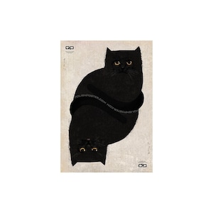 Cartão postal premium / pôster polonês 'Gato duplo' Mini pôster / Vintage 17 x 12 cm