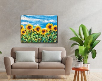 Rustic Sunflower on Screen Hand Painting Original Indoor - Etsy