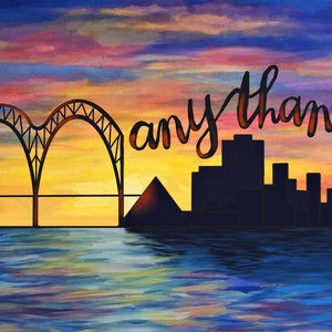 Many Thanks Greeting Card , Memphis Skyline