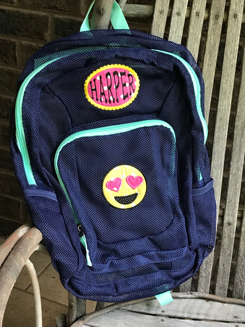 Monograackpack Mesh Backpack Emoji Backpack Girls Etsy