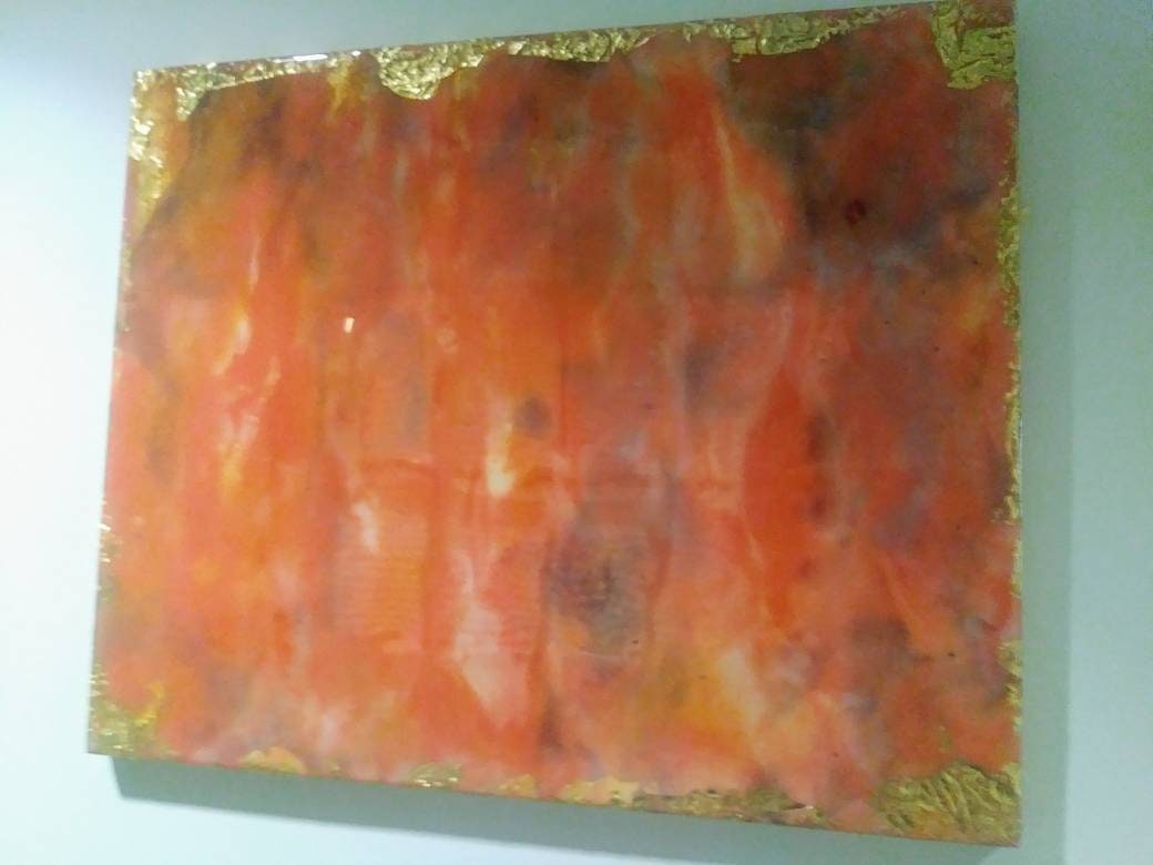 Modernes Sonnenuntergang Gemälde Warme Pfirsich und Gold | Etsy