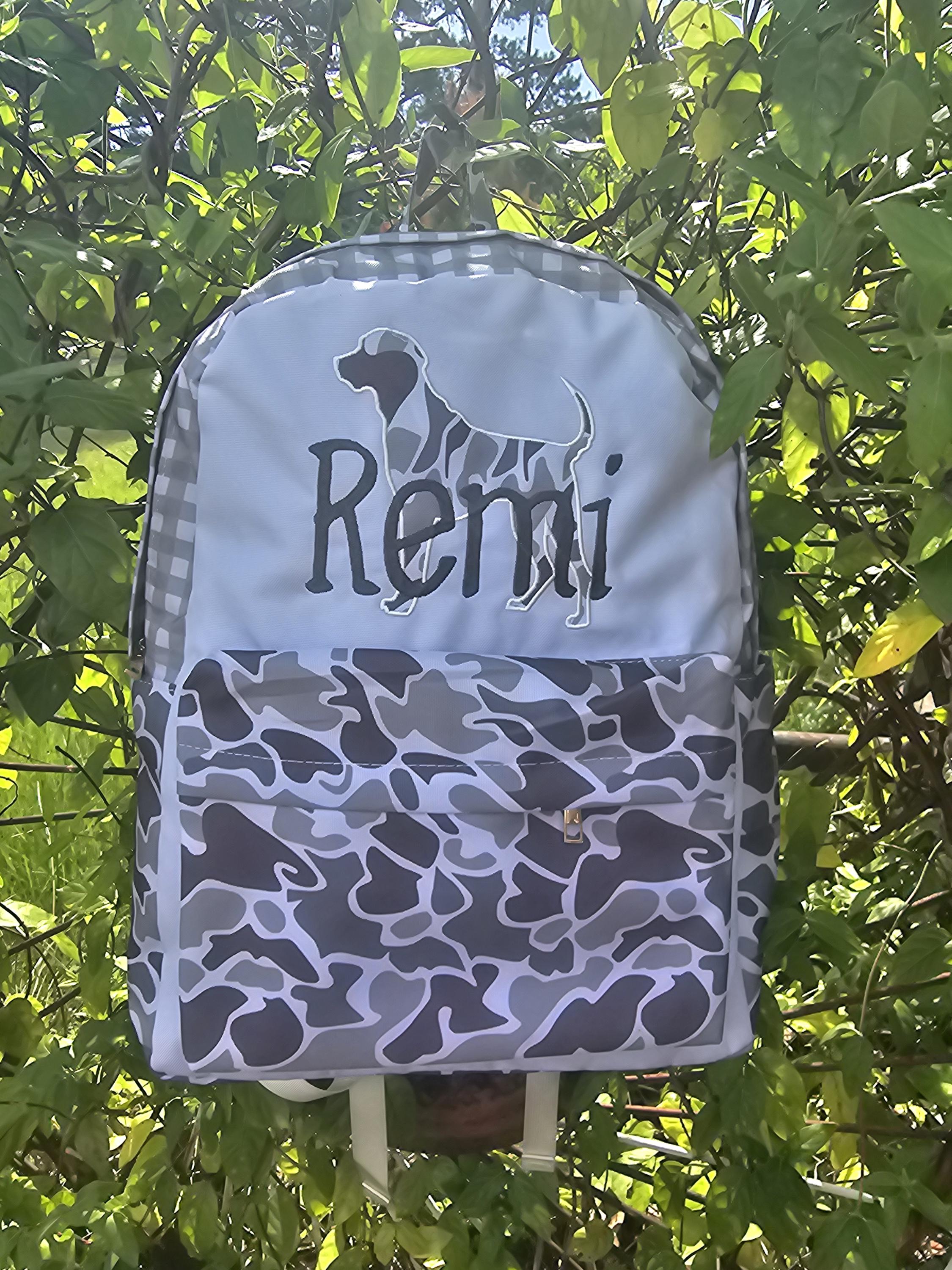 Embroidered Dog camo backpack