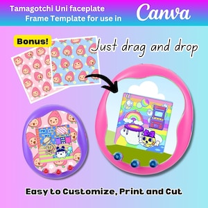 Tamagotchi Uni Faceplate : Canva Frame Template Etsy