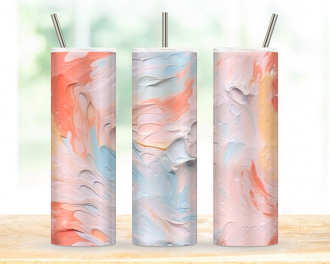 3D Abstract Acrylic Paint Tumbler Wrap Colorful Abstract Etsy