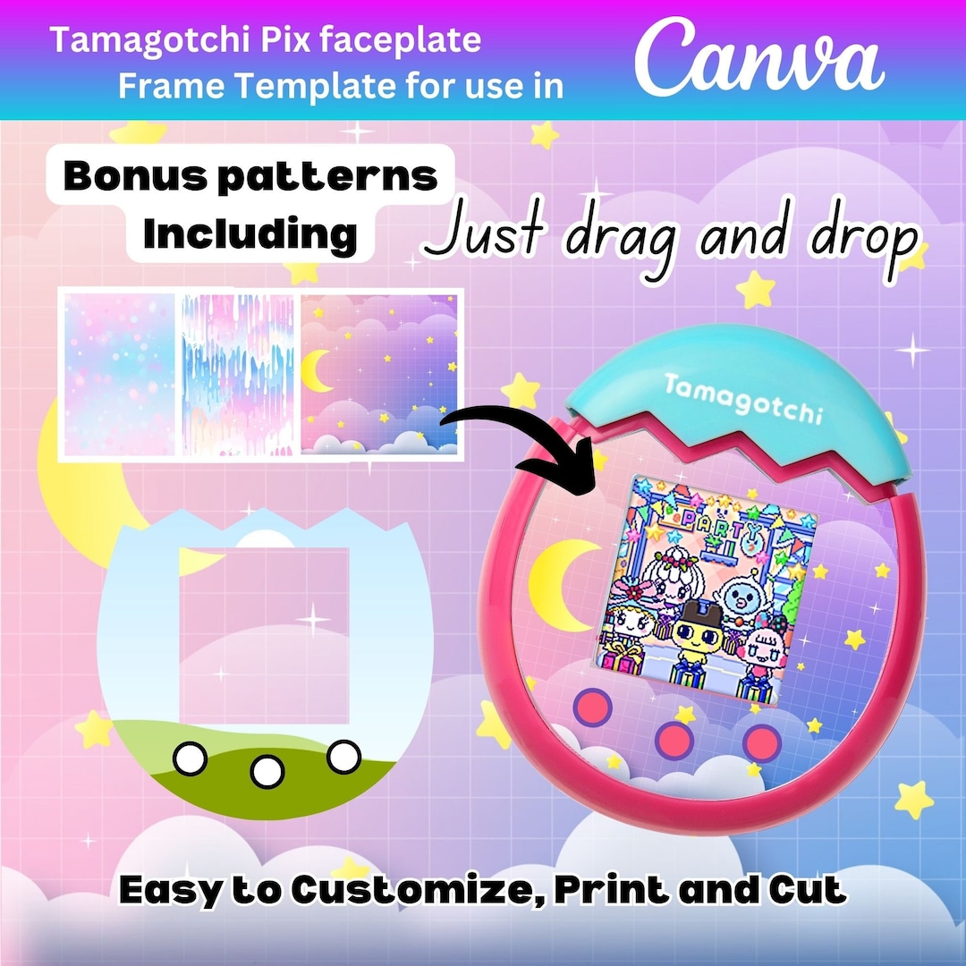 Tamagotchi Pix Faceplate : Canva Frame Template Etsy