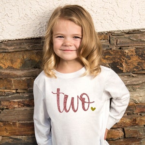 Two Long Sleeve Glitter (Non Glitter Available) Tee Shirt