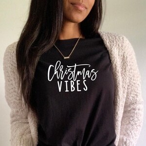 Christmas Vibes Glitter (Non Glitter Available) Long Sleeve Tee Shirt