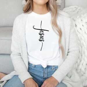 Jesus Shirt, Jesus, Christian Shirt, Jesus Shirt, Vertical Cross, Cross, Jesus Cross, Religious Shirt, Love, Grace, Faith, Long Sleeve
