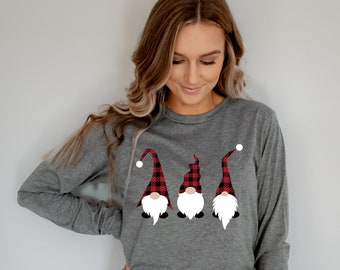 Christmas Gnomes Shirt, Gnome Shirt, Santa Gnomes Shirt, Christmas with my Gnomies,  Christmas Tee, Christmas Day Gift, Buffalo Plaid Gnomes