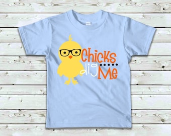 Chemise de Pâques pour garçons, chemise de Pâques Chicks Dig Me, chemise de poussin pour Pâques, chemise de garçon de Pâques à manches courtes, chemise de Pâques pour tout-petits et jeunes