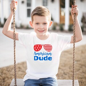 American Dude Kids Shirt, 4th of July Bodysuit, American Tee, Patriotic T-Shirt, American Dude, Kids, Youth, Baby Shirt