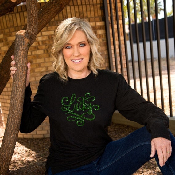 Lucky Glitter non Glitter Available St. Patricks' Day Long Sleeve Tee Shirt  