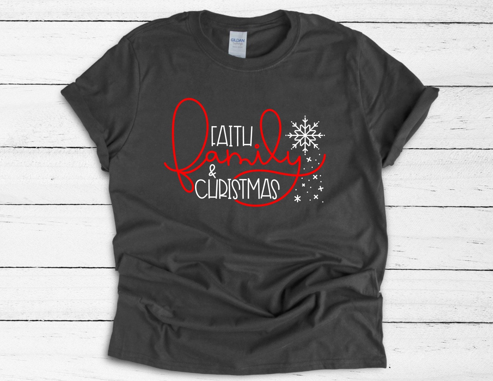 Faith Family & Christmas Short Sleeve Shirt Cute Christmas Etsy
