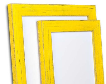 Yellow Picture Frame - Rustic Reclaimed Distressed Barn Wood Style - All Wood - Choose your size - Custom Sizes Available