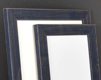 Navy Blue Picture Frame - Rustic Reclaimed Distressed Barn Wood Style Grey - All Wood - Choose your size - Custom Sizes Available