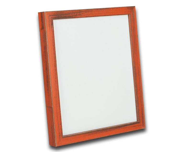 Orange Rustic Picture Frame Burnt Orange Wood Picture Frame Etsy