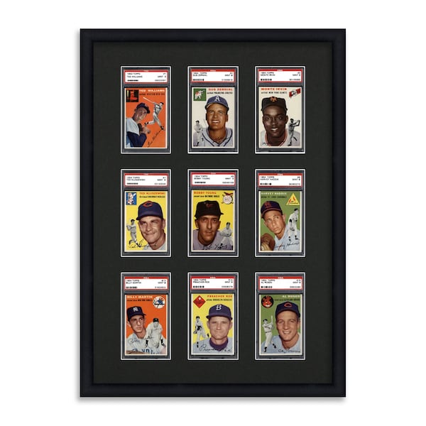 PSA Graded Card Frame Display 9 Opening Frame fitted for 9 PSA Graded Card Slabs | Baseball Card | Trading Card | Collectible Card