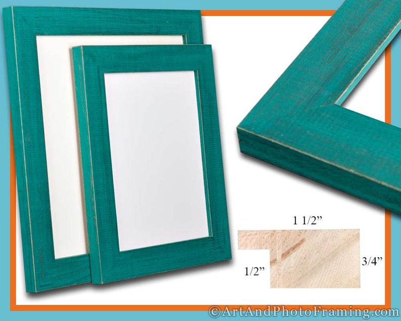 Rustic Green Picture Frame Distressed Barnwood Frame Teal Etsy
