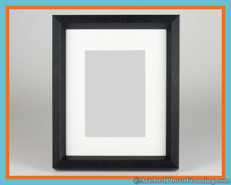 8x10 Modern Black Brushed Metal Picture Frame With 5x7 Mat Etsy