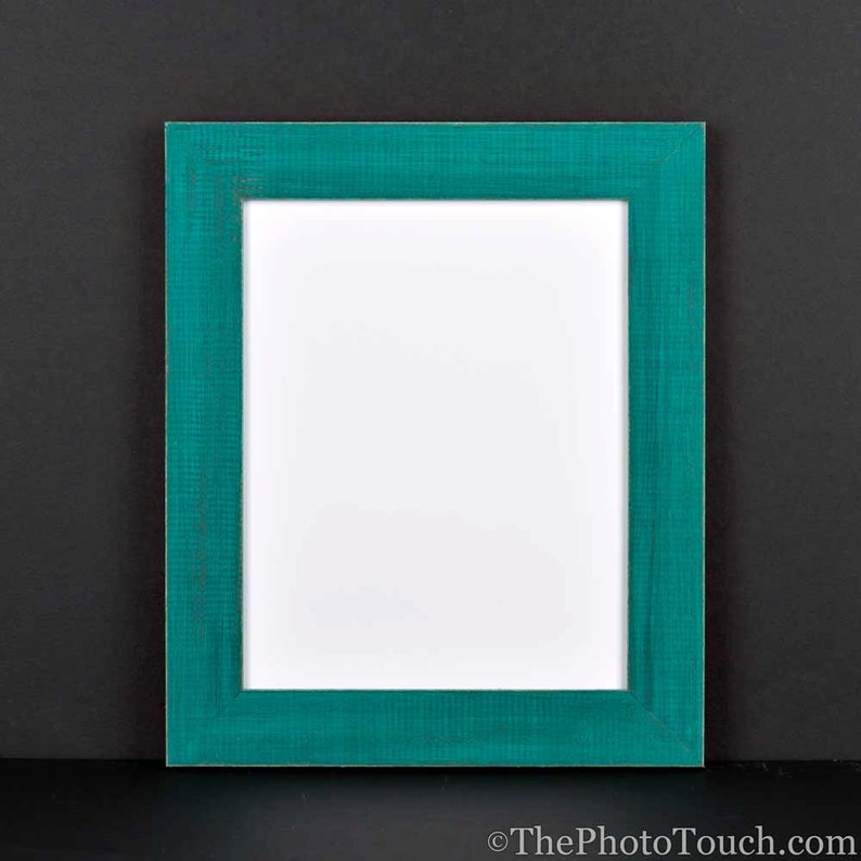 Rustic Green Picture Frame Distressed Barnwood Frame Teal Etsy