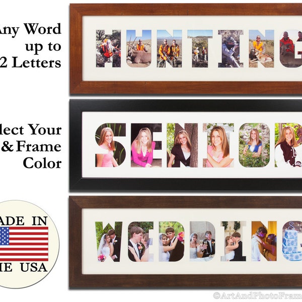 Letter Picture Frame Collage | Personalized Collage Picture Frame | Multi Letter Name Frame | Word Mat Art