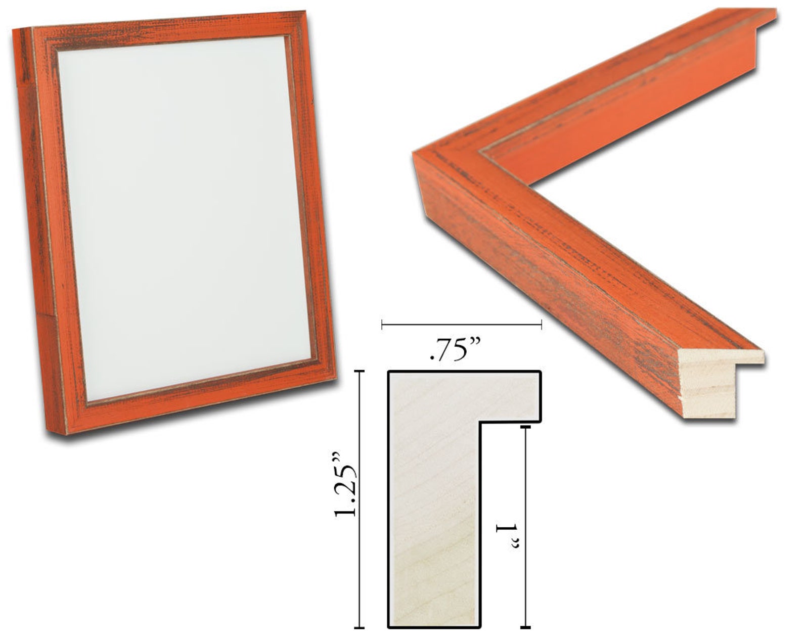 Orange Rustic Picture Frame Burnt Orange Wood Picture Frame - Etsy