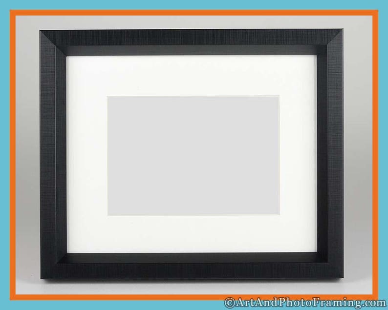 8x10 Modern Black Brushed Metal Picture Frame With 5x7 Mat Etsy