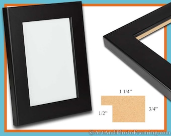 Black Picture Frame 1.25" Wide, Black Photo Frame Flat - EPP Eco Friendly - 4x6 5x7 8x10 8.5x11 12x12 11x14 12x12 13x19 16x20 Custom Sizes