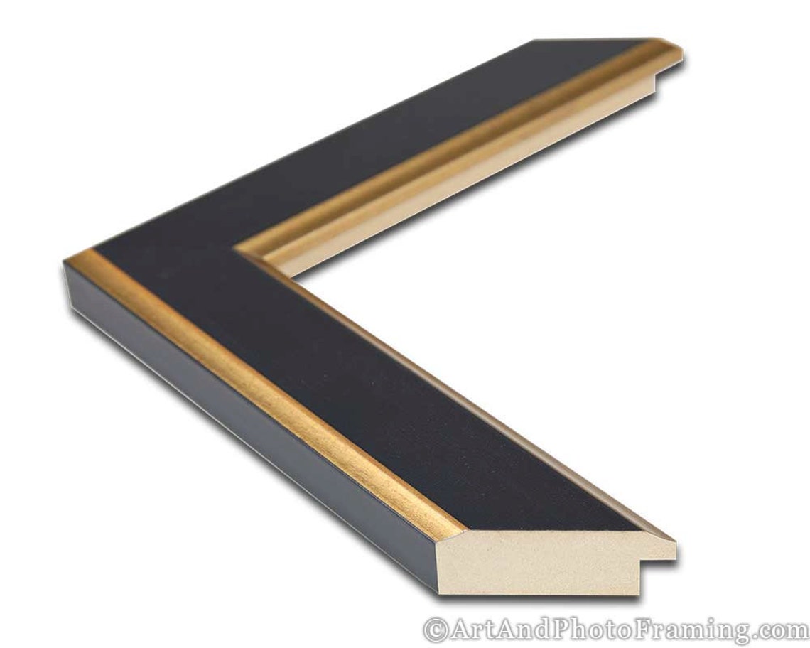 Black With Gold Picture Frame 1.5 Wide Photo Frame Flat Etsy