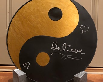 Affirmation Message Yin Yang Mirror chalk board with Stand