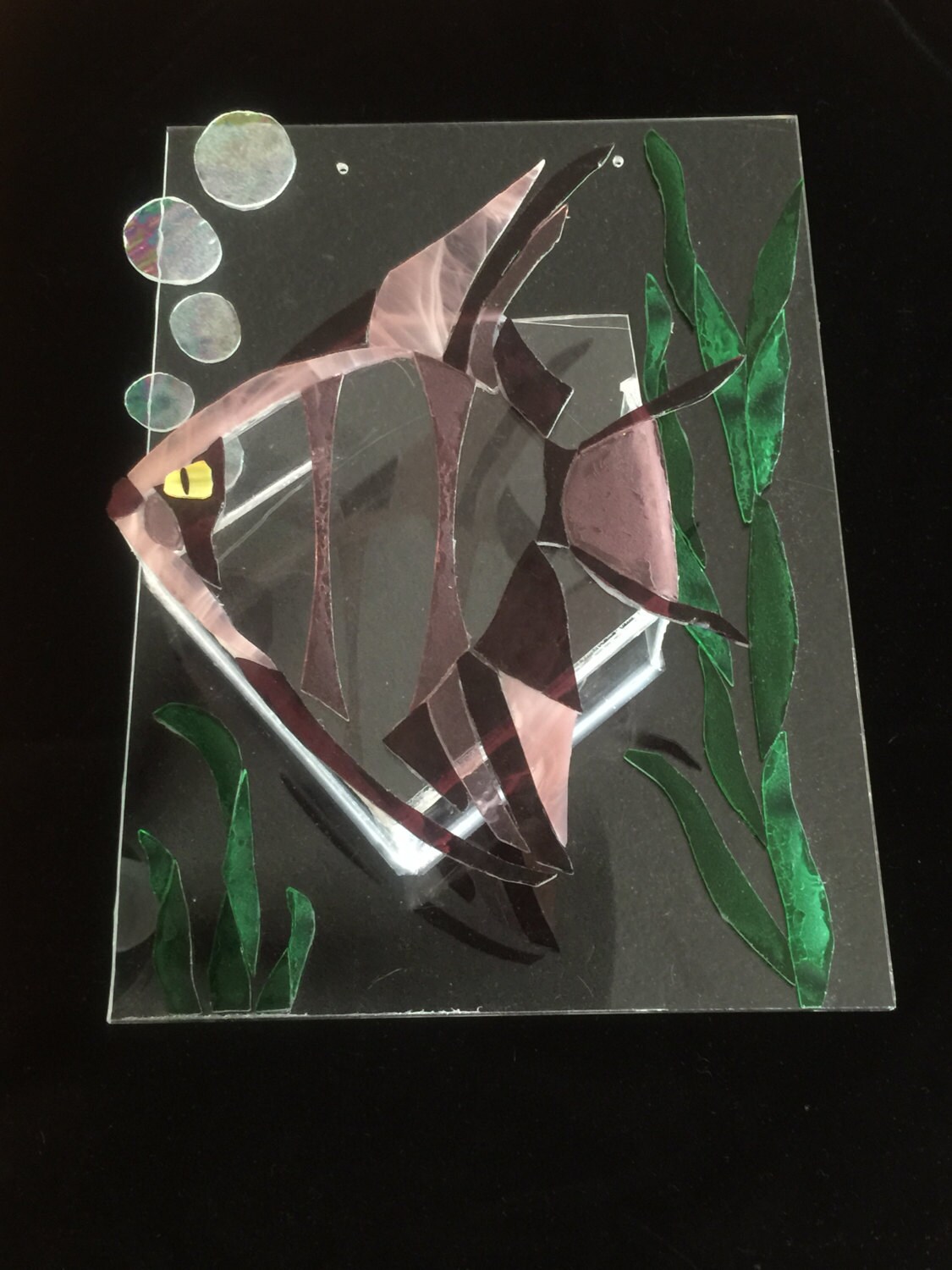 Handmade Angelfish Art Stained Glass Mosaic Fish Tank Wall Etsy