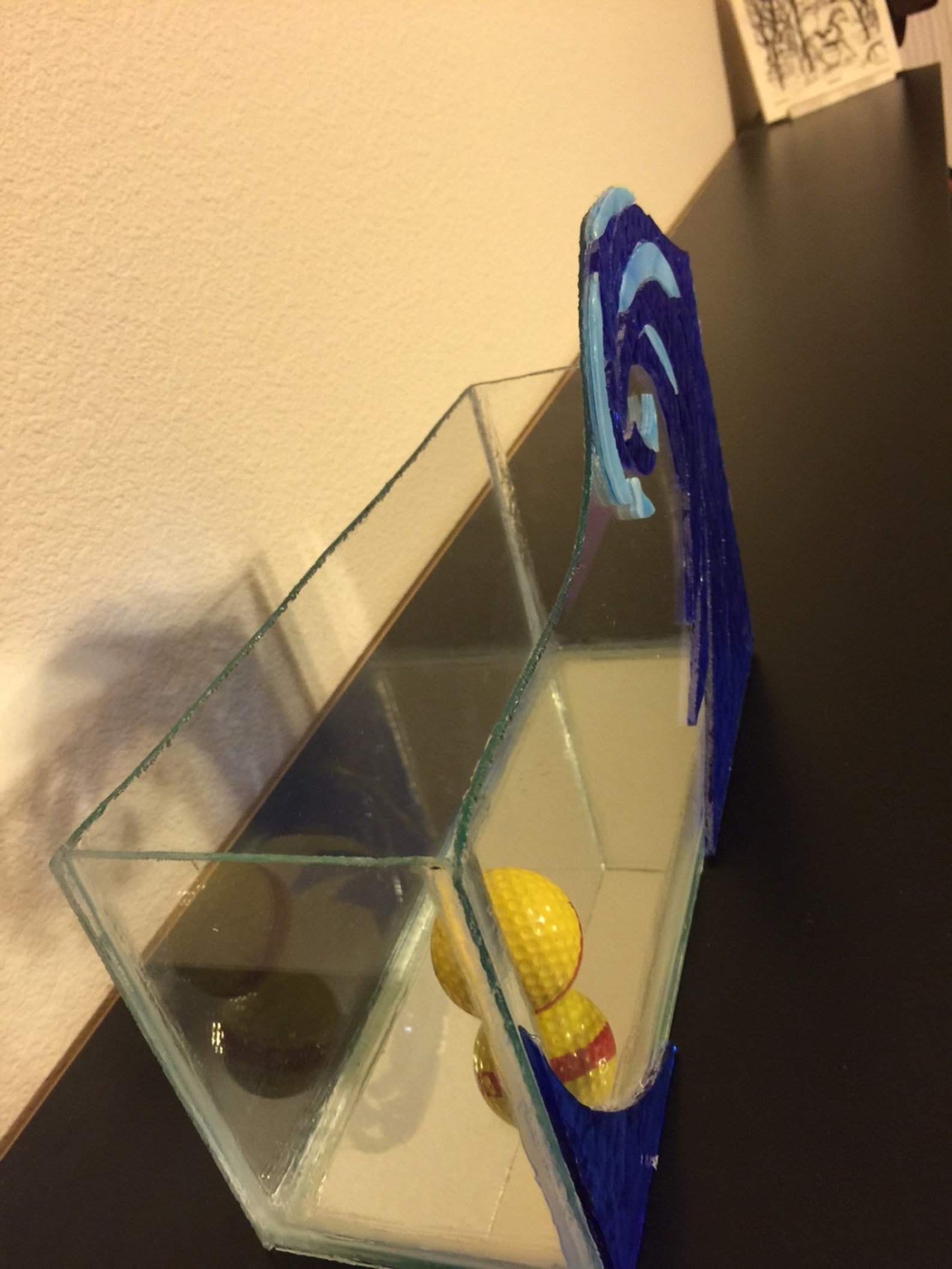 Handmade Wave Art Design Stained Glass Mosaic Mirror Fish Tank Etsy