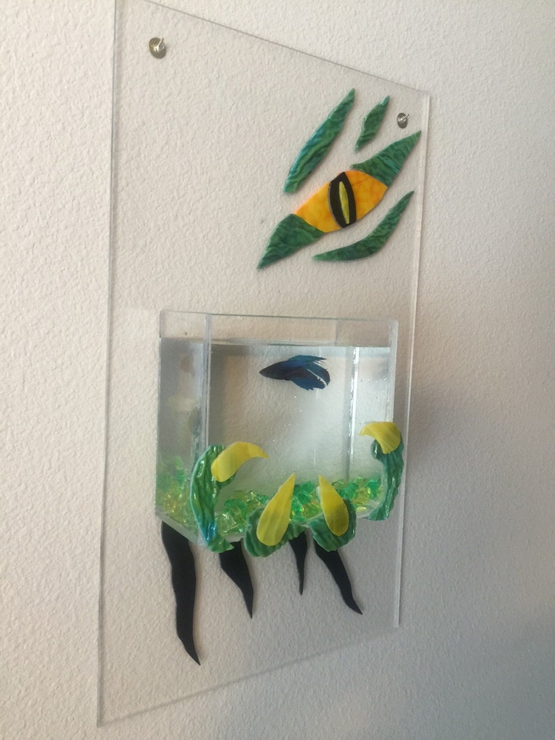 Handmade Claws Art Stained Glass Mosaic Fish Tank Wall Mount Etsy