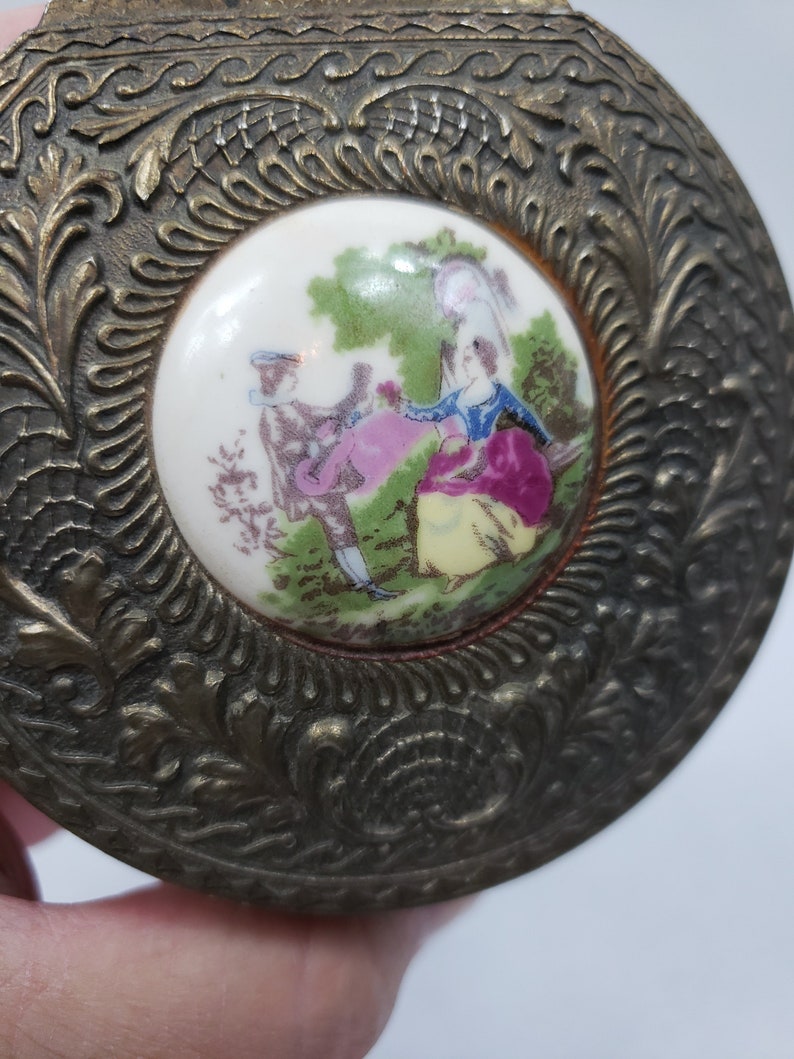 Brass velvet lined vintage jewelrytrinket box