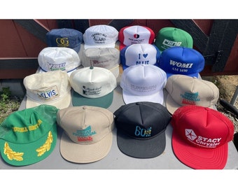 Vintage snapback trucker hat lot Of 16. Various Sizes Styles And Condition.