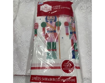 Vintage Holiday  Time Nutcracker Christmas Tablecloth. NOS 54”x84  Made In USA