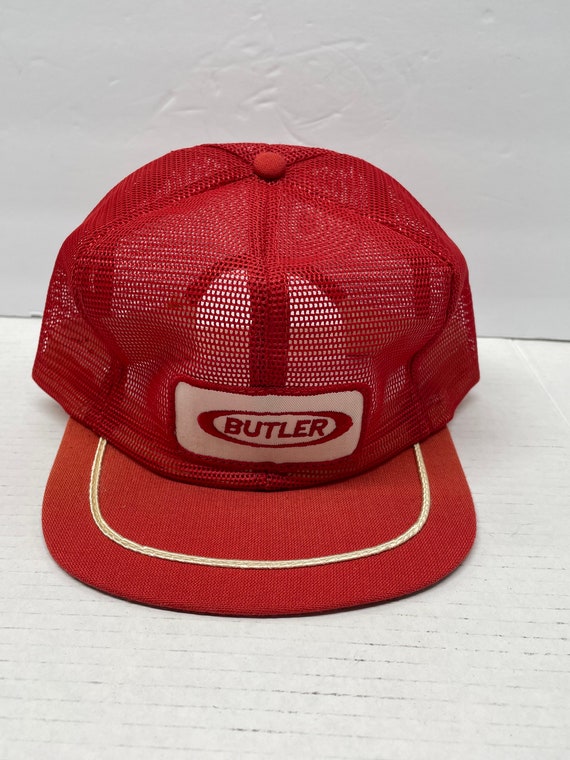 Vintage Butler Mesh Red Patch Advertising Hat. Mad