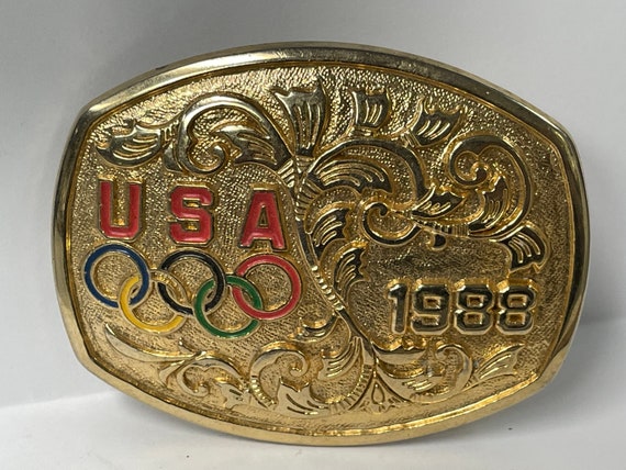 Vintage 1988 Olympics belt buckle made in USA - image 1
