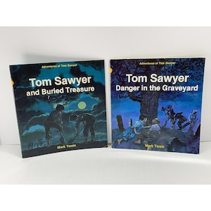 Book Lot Of 2 ~ Adventures of Tom Sawyer by Mark Twain ~ Illustrated. 1984