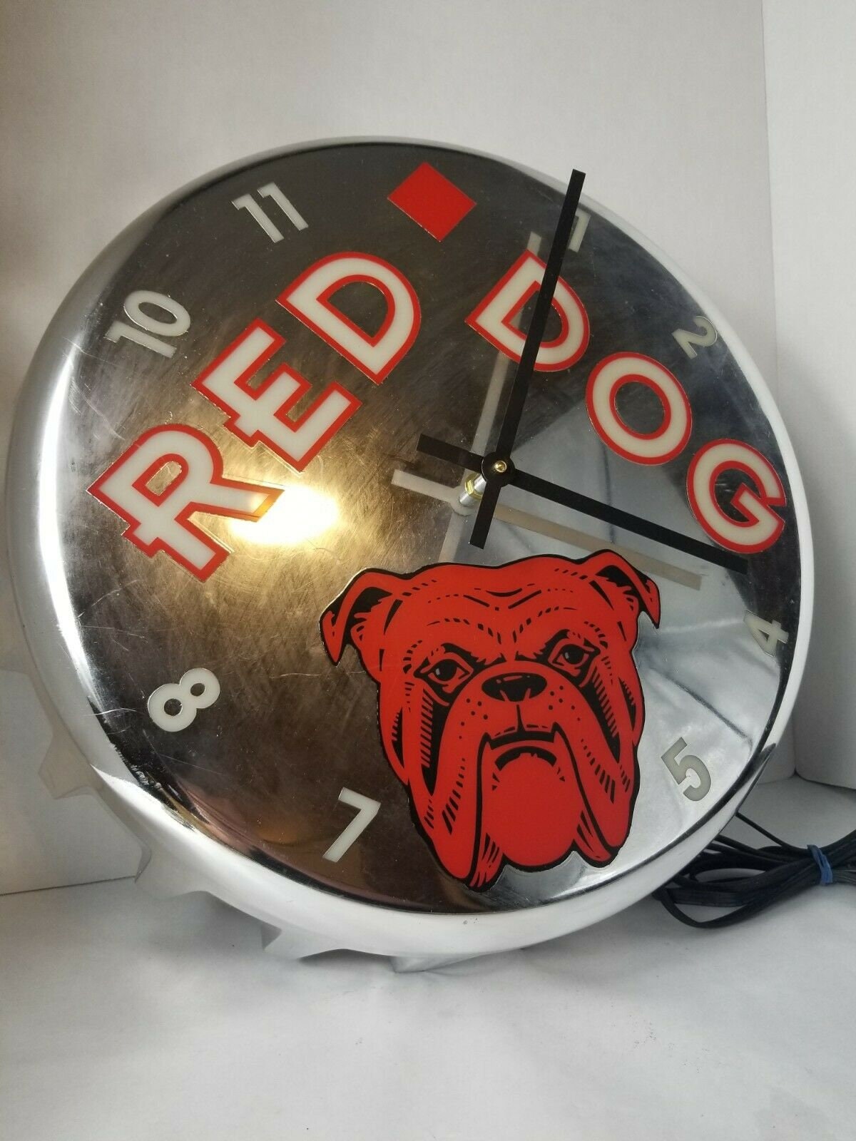 VTG Red Dog Mirror Lighted Beer Clock Bottle Cap Design Clock | Etsy