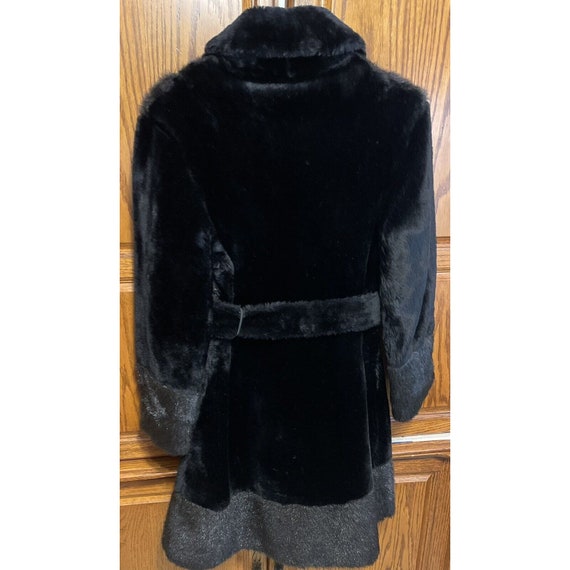 Vintage Black Faux Fur Coat With Mink Like Trim S… - image 2