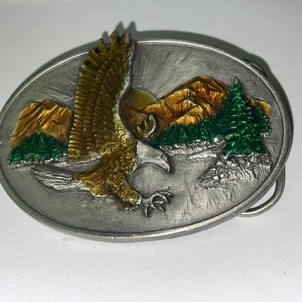 Siskiyou Buckle Company - The Eagle - Enamel & Pewter - Vintage 1982 ~#C-10