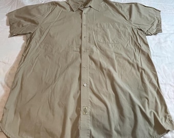 Vtg WearGuard Work Shirt Adult 2XL Cotton USA LS Distressed Beige