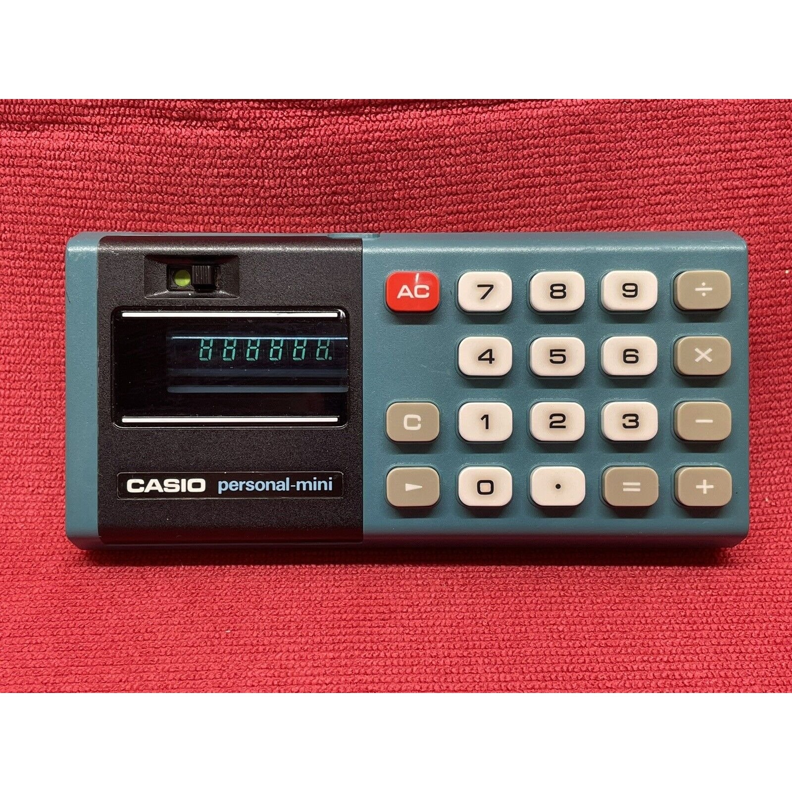 Vintage CASIO Personal Mini Calculator Tested WORKING Japan Teal