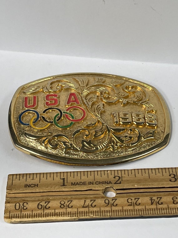 Vintage 1988 Olympics belt buckle made in USA - image 4
