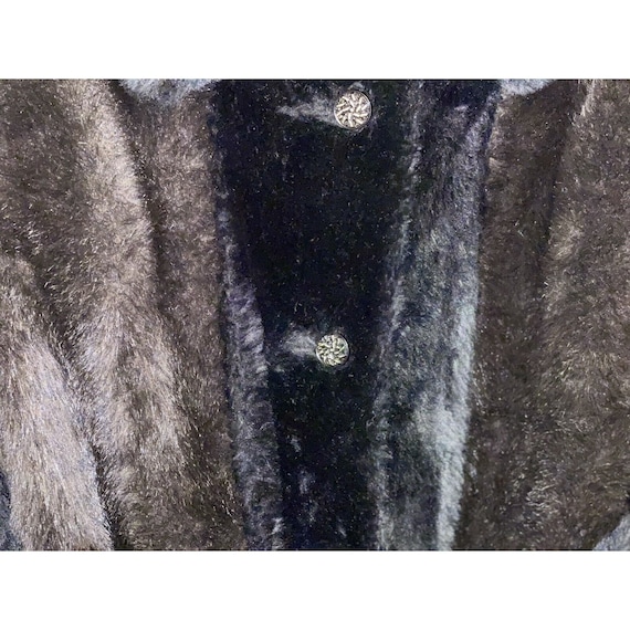 Vintage Black Faux Fur Coat With Mink Like Trim S… - image 5