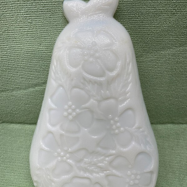 Vintage Hazel Atlas Milk Glass Pear Shaped Dish. Soap Dish, Candy Dish, Trinket Dish or Kitchen Spoon Rest.